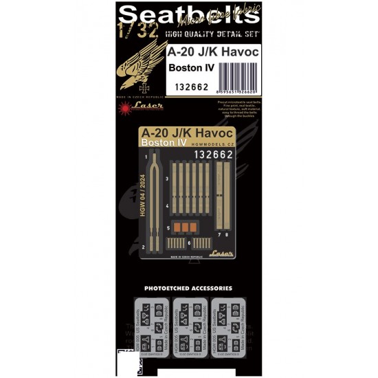 1/32 A20 J/K Havoc (Boston IV) Textile Seatbelts for HK Models