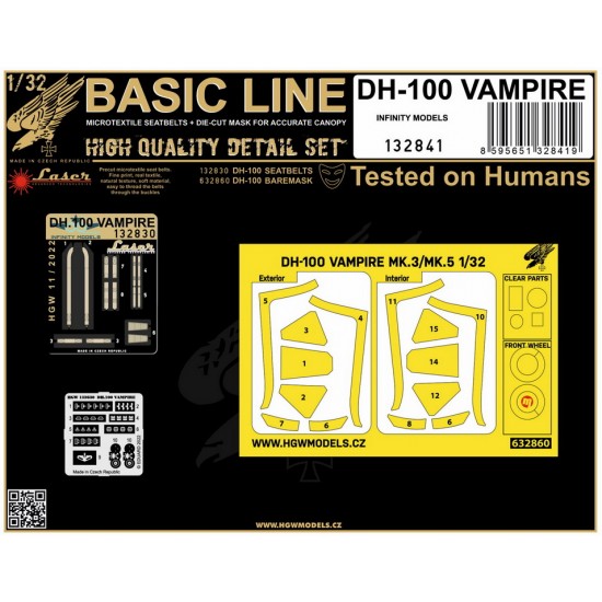 1/32 DH-100 Vampire Seatbelts & Masking for Infinity Models [BASIC LINE]