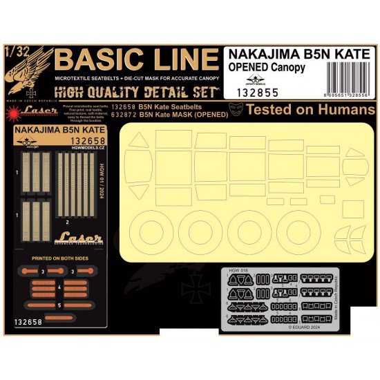 1/32 Nakajima B5N Kate (Opened Canopy) Seatbelts and Masks for Infinity Models [Basic Line]