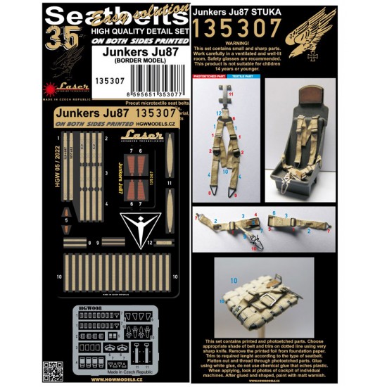 1/35 Junkers Ju87 Stuka Seatbelts for Border Model