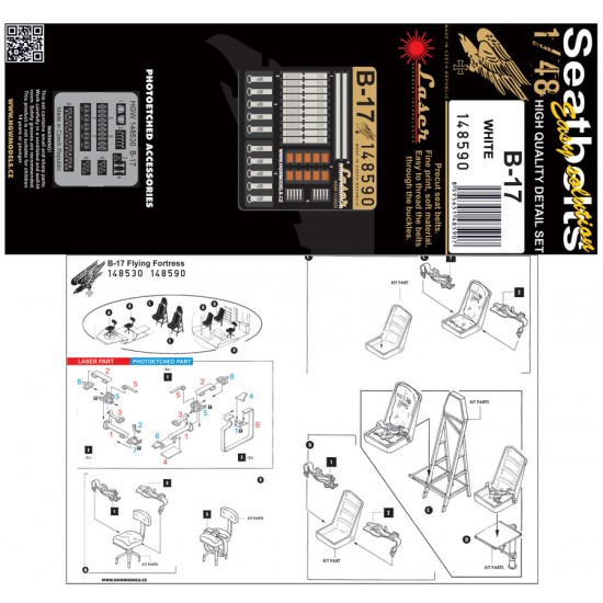 1/48 B-17 (White) Seatbelts [pre-cut (laser)]