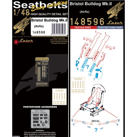 1/48 Bristol Bulldog Mk.II Seatbelts for Airfix kits (laser)