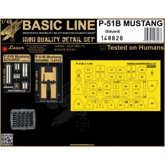 1/48 P-51B Mustang Seatbelts and Masks for Eduard kits [Basic Line]