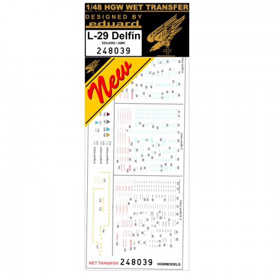 1/48 L-29 Delfin Stencils Vol.2 for Eduard/AMK kits (water-slide decals)