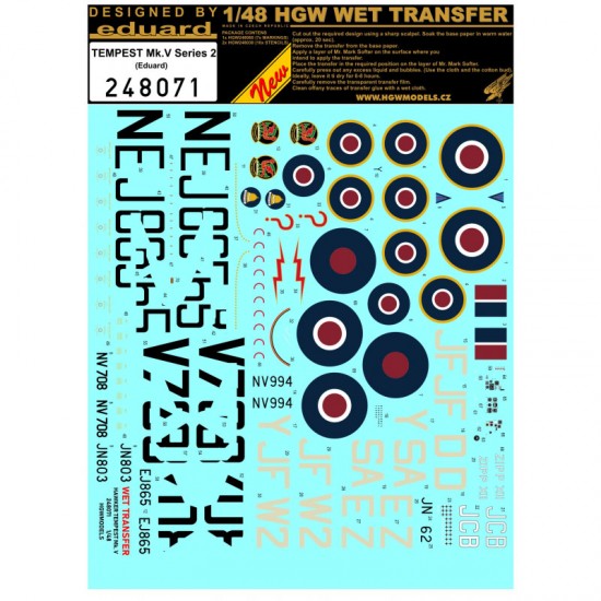 Decals for 1/48 Hawker Tempest Mk.V Series 2 Markings (wet transfer)