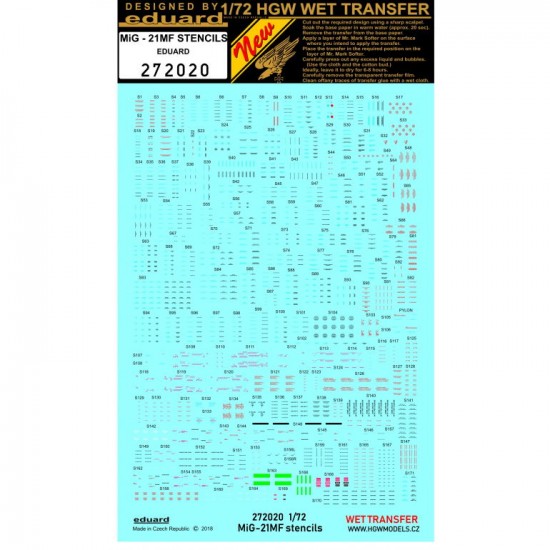 1/72 Mikoyan-Gurevich MiG-21MF Stencils for Eduard kits (water-slide decals)