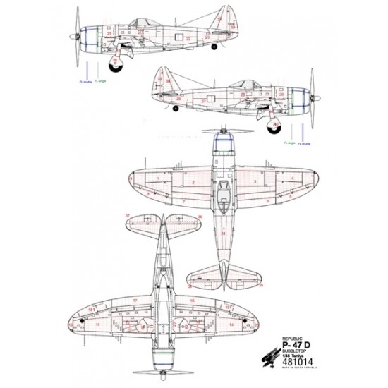 1/48 Republic P-47D Thunderbolt Bubbletop Positive Rivets for Tamiya kit (Complete Set)