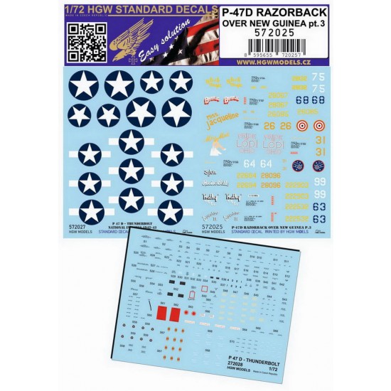 1/72 Republic P-47D Thunderbolt Razorback Over New Guinea Pt.3 Standard Decals