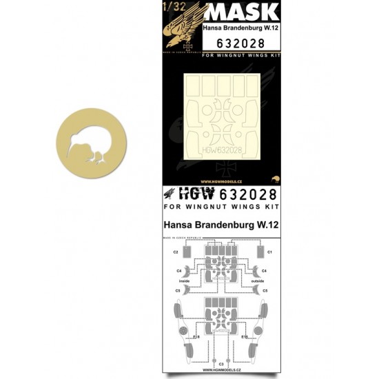 1/32 Hansa-Brandenburg W.12 Paint Masks for Wingnut Wings kit