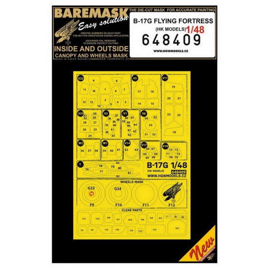 1/48 Boeing B-17G Flying Fortressl Paint Masking for HK Models