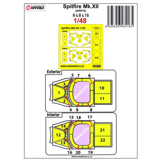 1/48 Spitfire Mk.Xii Double-Sided Masking for Airfix Clear Parts