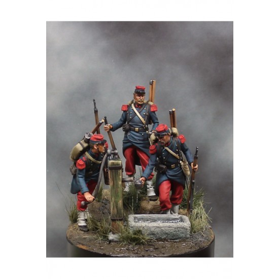 54mm Scale French Line Infantry 1870 (3 metal figures)