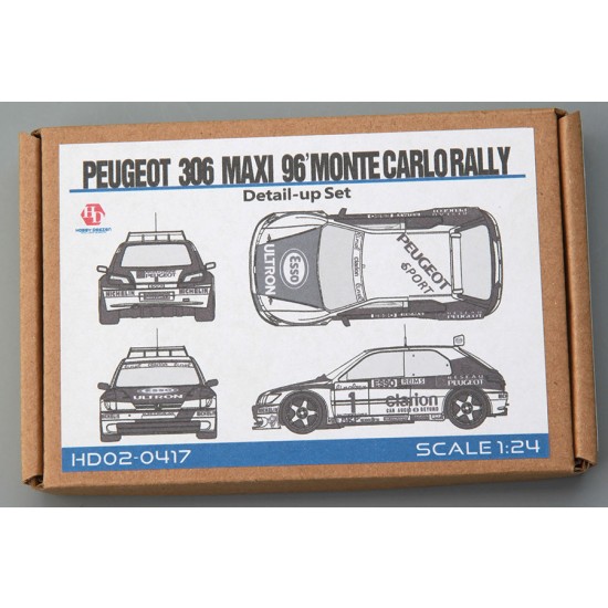 1/24 Peugeot 306 Maxi 96' Monte Carlo Rally Detail-up Set for Nunu Models