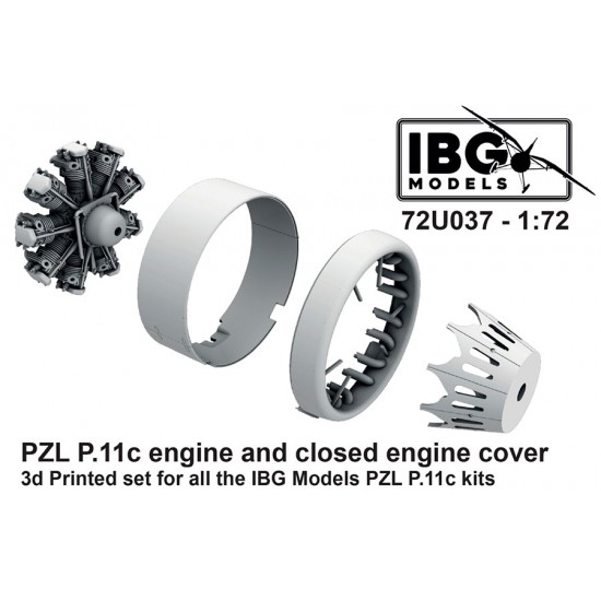 1/72 PZL P.11c Engine and Closed Engine Cover for IBG Models