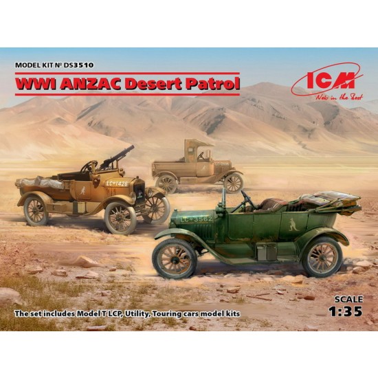 1/35 WWI ANZAC Desert Patrol (Model T LCP, Utility, Touring)