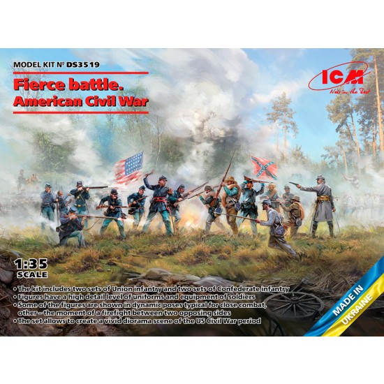 1/35 US Civil War Fierce Battle, Union Infantry #2 Confederate Infantry #2 (16 figures)