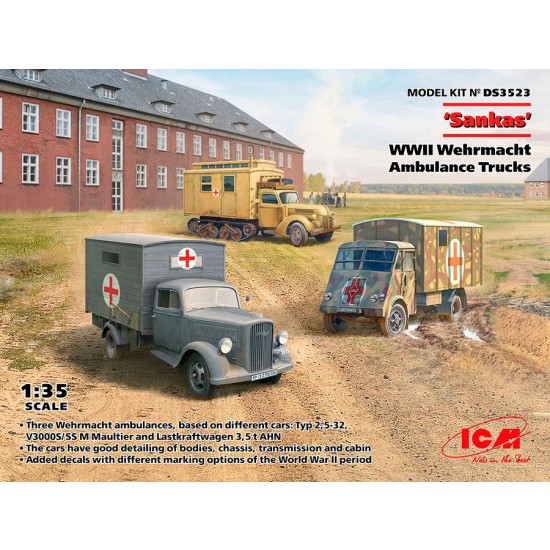 1/35 WWII Wehrmacht Ambulance Trucks 'Sankas' (3 vehicles)