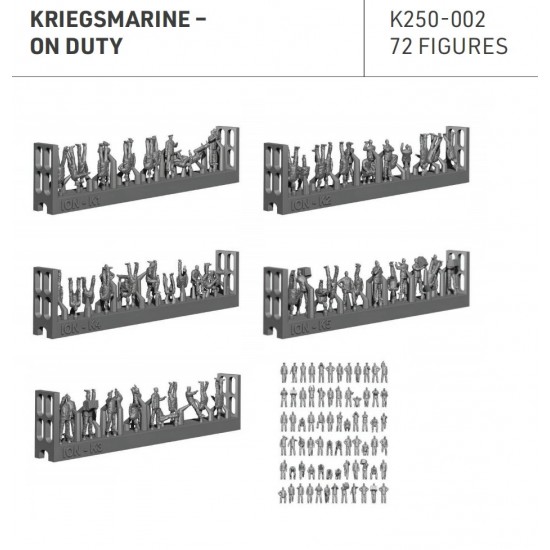 1/250 Kriegsmarine Battleship Crews On Duty (72 figures)