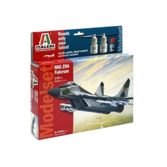 1/72 Mikoyan MiG-29A Fulcrum Model Set (Acrylic Paints, Cement & Brush included)