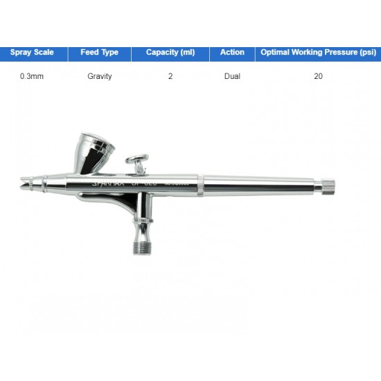 Dual Action Gravity Airbrush with 0.2mm Nozzle