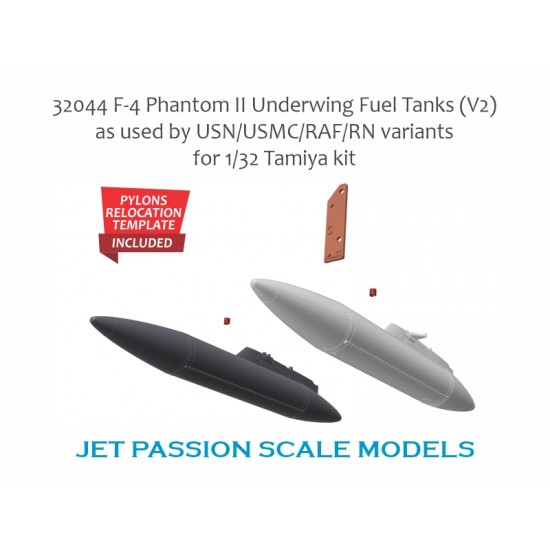 1/32 USN/USMC/RAF/RN F-4 Phantom Underwing Fuel Tanks (2pcs) for Tamiya kits