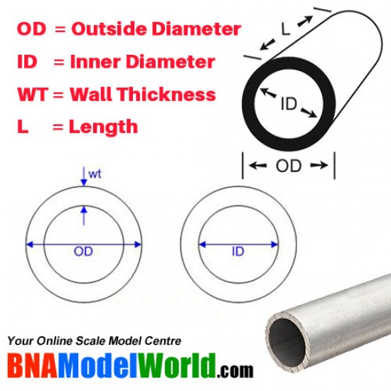 Round Aluminum Tube -OD: 9.53mm, WT: 1.24mm, L: 305mm