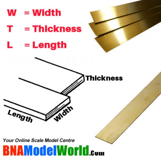 Brass Strip - W: 25.4mm, T: 0.81mm, L: 304.8mm