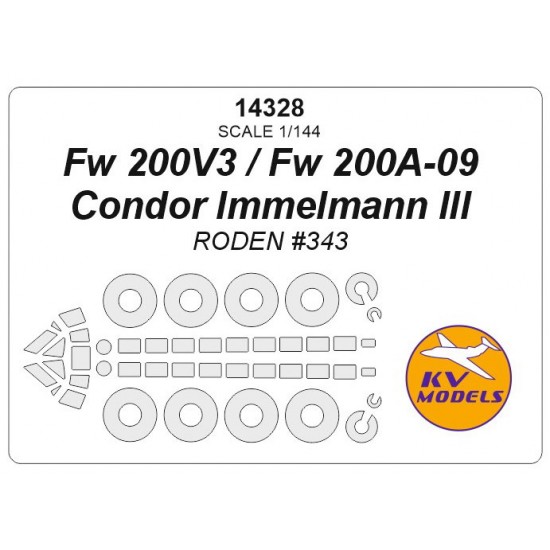 1/144 Fw 200V3/A-09 Condor Immelmann III Masks for Roden #343