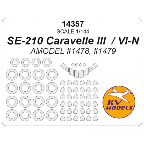 1/144 SE-210 Caravelle III/VI-N Masking for Amodel #1478/1479