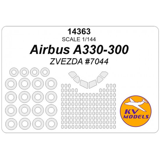 1/144 RU Airbus A330-300 Canopies and Wheels Masks for Zvezda kits