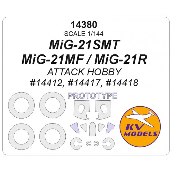 1/144 MiG-21SMT / 21MF / 21R Masks for Attack Hobby #14412, #14417, #14418