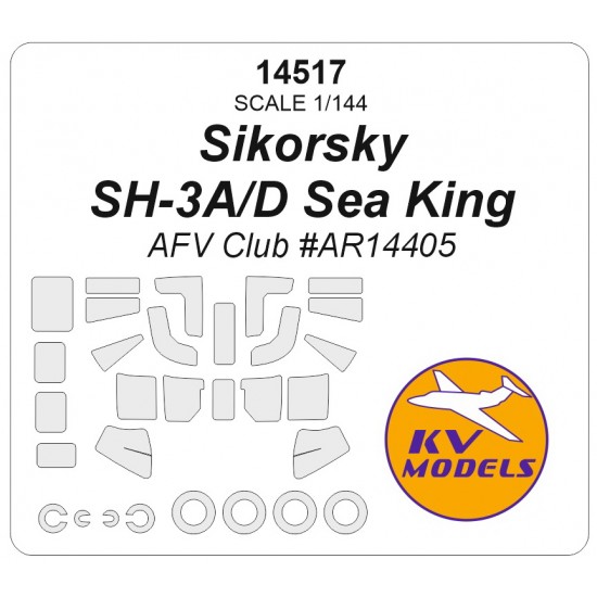 1/144 US Sikorsky SH-3A/D Sea King Canopies and Wheels Masks for AFV Club kits