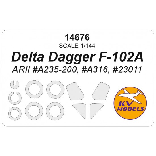 1/144 US Delta Dagger F-102A Canopies and Wheels Masks for Arii kits