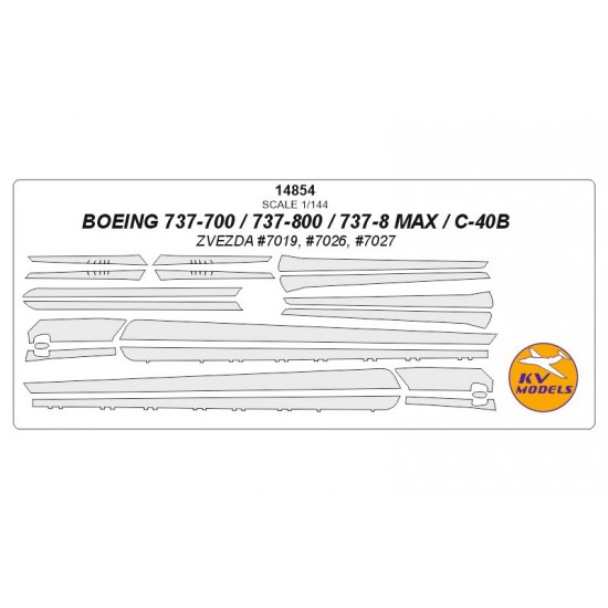 1/144 Boeing 737-700 / 737-800 / 737-8 MAX / C-40B Masks for Zvezda #7019, #7026, #7027