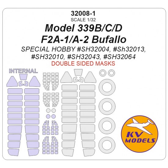 1/32 EU Model 339B/C/D / F2A-1/A-2 Bufallo Masks for Special Hobby kits (double-side)