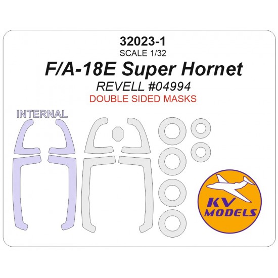 1/32 US F/A-18E Super Hornet Canopies and Wheels Masks for Revell (double-side)