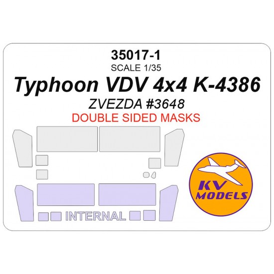 1/35 RU Typhoon VDV 4x4 K-4386 Window Masks for Zvezda kits (double-side)