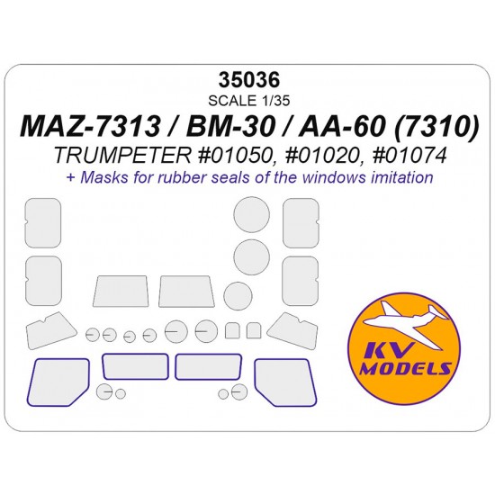 1/35 RU MAZ-7313 / BM-30 / AA-60 Window Masks for Trumpeter kits