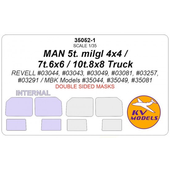 1/35 GE MAN 5t. milgl / 7t milgl / 10t. milgl Truck Masks for Revell (double-side)