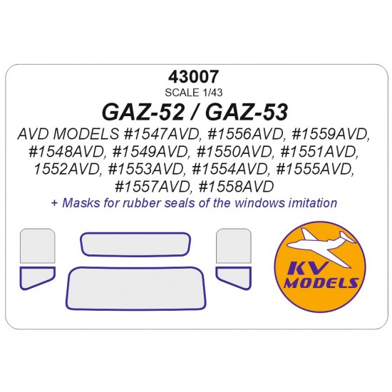 1/43 RU GAZ-52 / GAZ-53 Window Masks for AVD Models kits