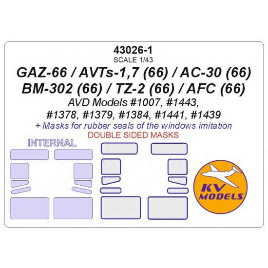 1/43 Gaz-66/Avts-1,7/AC-30/BM-302/TZ-2/Afc Double Sided Masking for Avd Models