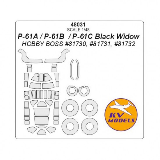1/48 P-61A/P-61B /P-61C Black Widow Masking for HobbyBoss #81730, #81731, #81732
