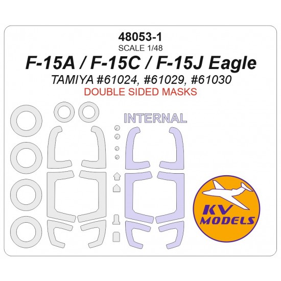 1/48 US F-15A / F-15C / F-15J Eagle Canopies n Wheels Masks for Tamiya (double-side)