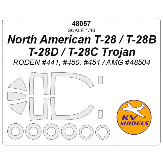 1/48 T-28 / B / D / C Trojan Masks for Roden #441, #450, #451 / AMG #48504 w/Wheels Masks