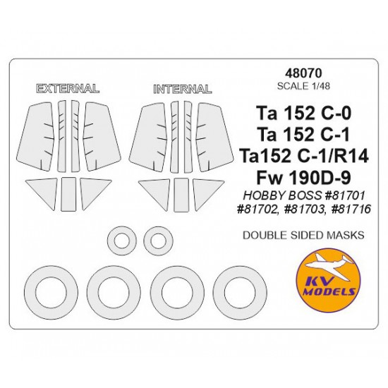 1/48 Ta 152 C-0/C-1 /R14/Fw 190D-9 Masking for HobbyBoss kits