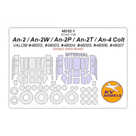 1/48 An-2/2V/2P/2T/4 Colt Double-sided Masking for Valom #48002-48007