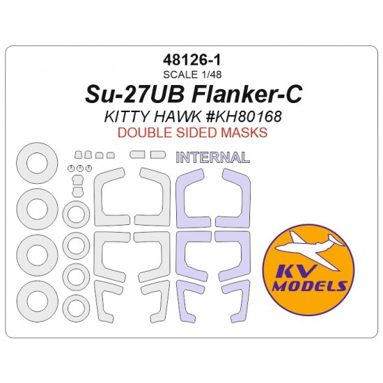 1/48 Sukhoi Su-27UB Flanker-C Double Sided Masking for Kitty Hawk #80168