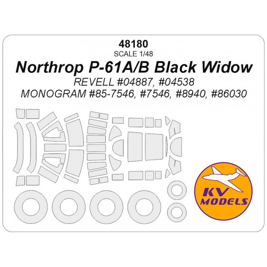 1/48 US Northrop P-61A/B Black Widow Canopies and Wheels Masks for Revell kits