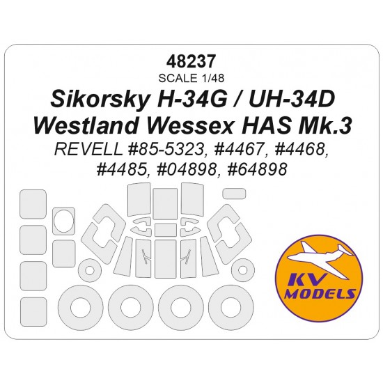 1/48 US Sikorsky H-34G / UH-34D / Westland Wessex HAS Mk.3 Masks for Revell