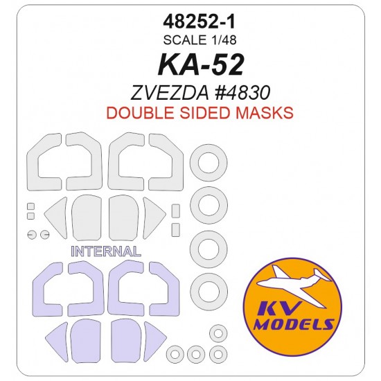 1/48 RU KA-52 Canopies and Wheels Masks for Zvezda kits (double-side)